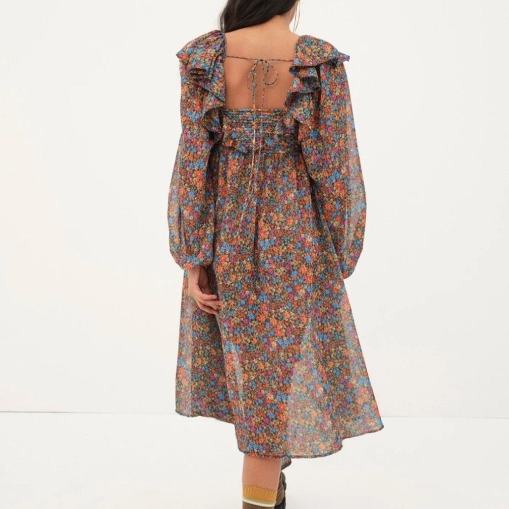 NWT For Love & Lemons Women's Brittany Floral Print Long Sleeve Midi Dress - Picture 3 of 5